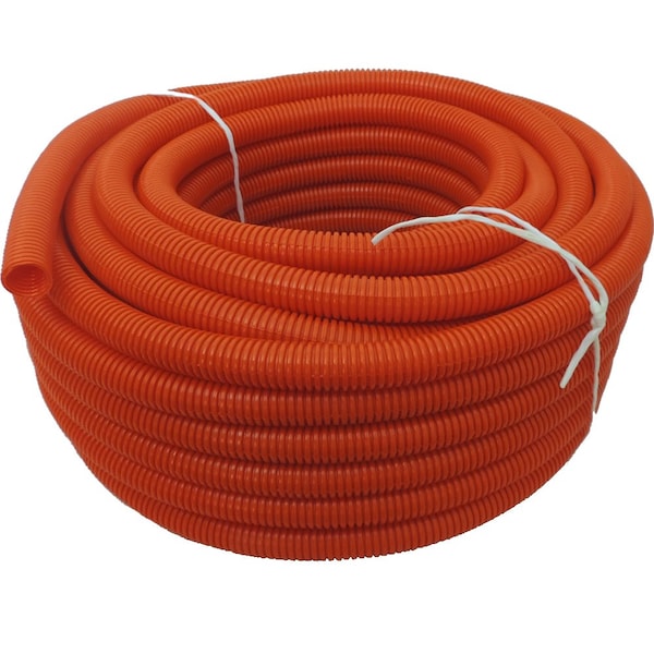 1.5"x100Ft Flexible Corrugated Orange LDPE NON Split Tubing Wire Loom
